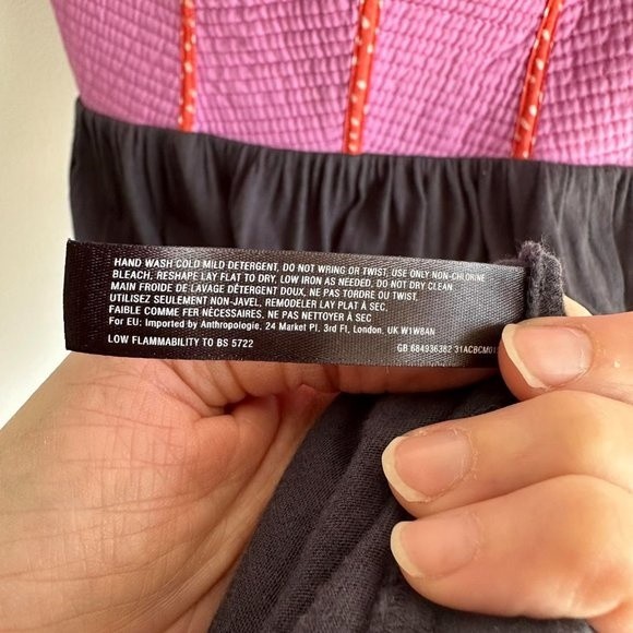 LILKA‎ Anthropologie Lavender& Gray Colorblock Trapunto Chemise Ladies Dress, XS - Picture 8 of 8